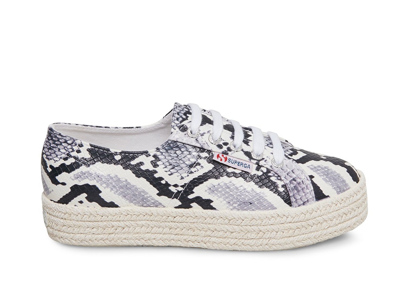 Platform Feminino Pretas/Branco/Serpentine - Superga 2730 Pufanropew - TWASV-3547